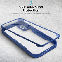 Cargar imagen en el visor de la galería, Moozy 360 Case for Samsung A32 5G - Blue Rim Transparent Case, Full Body Double-sided Protection, Cover with Built-in Screen Protector
