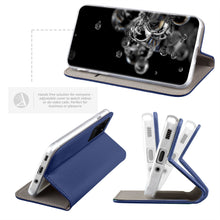 Carica l&#39;immagine nel visualizzatore di Gallery, Moozy Case Flip Cover for Samsung S20 Ultra, Dark Blue - Smart Magnetic Flip Case with Card Holder and Stand
