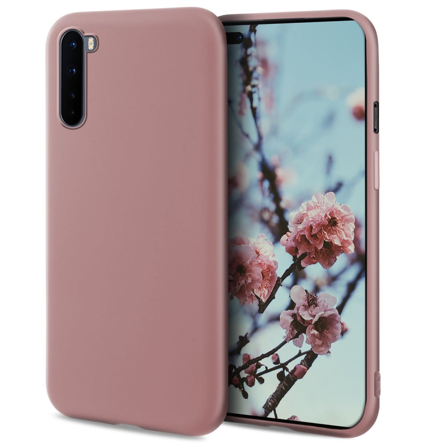 Moozy Minimalist Series Silicone Case for OnePlus Nord, Rose Beige - Matte Finish Slim Soft TPU Cover
