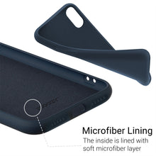 Charger l&#39;image dans la galerie, Moozy Lifestyle. Designed for iPhone X and iPhone XS Case, Midnight Blue - Liquid Silicone Cover with Matte Finish and Soft Microfiber Lining
