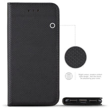 Load image into Gallery viewer, Moozy Case Flip Cover for Xiaomi Mi A2, Mi 6X, Black - Smart Magnetic Flip Case with Card Holder and Stand
