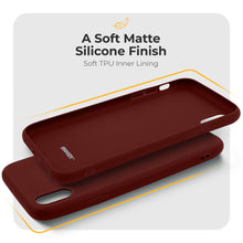 Cargar imagen en el visor de la galería, Moozy Minimalist Series Silicone Case for iPhone XR, Wine Red - Matte Finish Slim Soft TPU Cover
