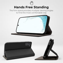 Cargar imagen en el visor de la galería, Moozy Case Flip Cover for Samsung S22, Black - Smart Magnetic Flip Case Flip Folio Wallet Case with Card Holder and Stand, Credit Card Slots, Kickstand Function
