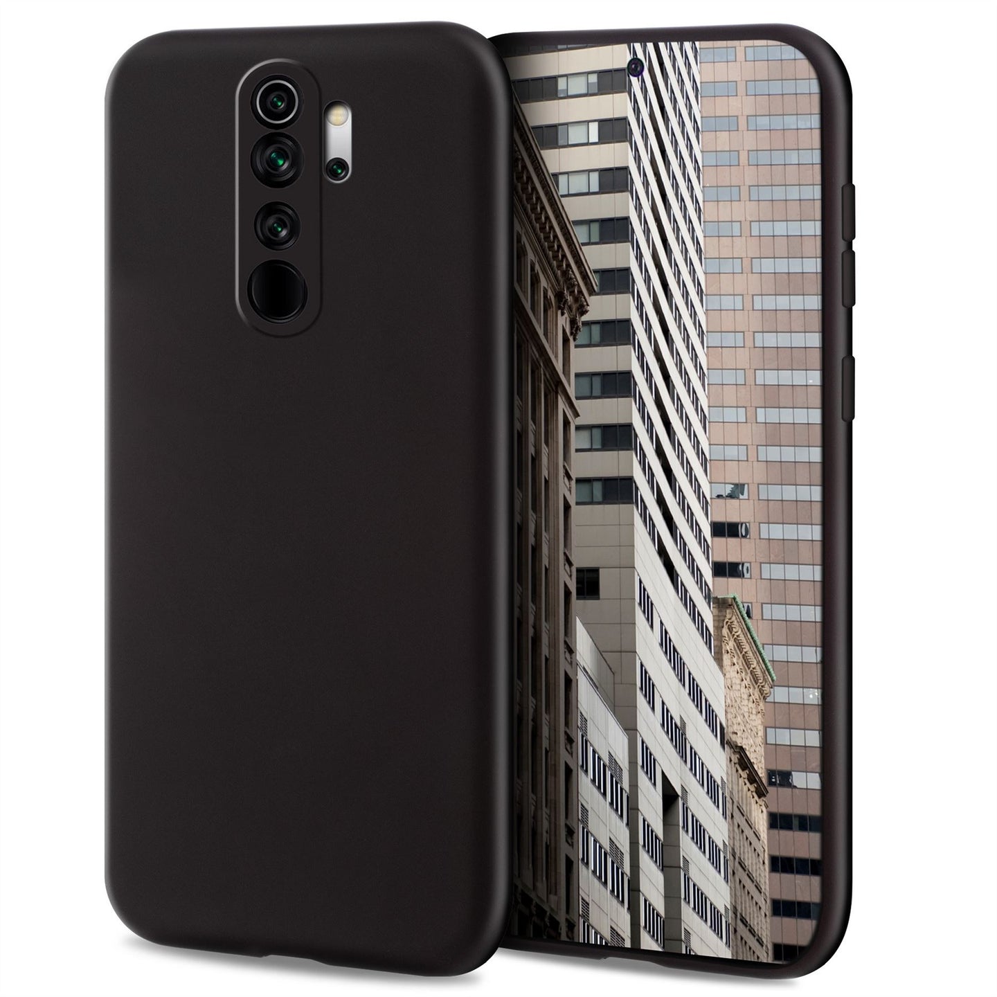 Moozy Lifestyle. Designed for Xiaomi Redmi Note 8 Pro Case, Black - Liquid Silicone Cover with Matte Finish and Soft Microfiber Lining
