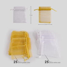 Cargar imagen en el visor de la galería, VILSTO Organza Bags small, Gift Bags Small, Favour Bags, Drawstring Bags, Wedding Gifts Party Bags, Sweet Bags, Confetti Bags,  7x9 cm, 50 pieces
