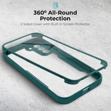 Cargar imagen en el visor de la galería, Moozy 360 Case for Samsung S21 FE - Green Rim Transparent Case, Full Body Double-sided Protection, Cover with Built-in Screen Protector
