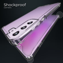 Załaduj obraz do przeglądarki galerii, Moozy Xframe Shockproof Case for Samsung S21 FE - Transparent Rim Case, Double Colour Clear Hybrid Cover with Shock Absorbing TPU Rim
