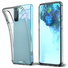 Lade das Bild in den Galerie-Viewer, Moozy Xframe Shockproof Case for Samsung S20 - Transparent Rim Case, Double Colour Clear Hybrid Cover with Shock Absorbing TPU Rim
