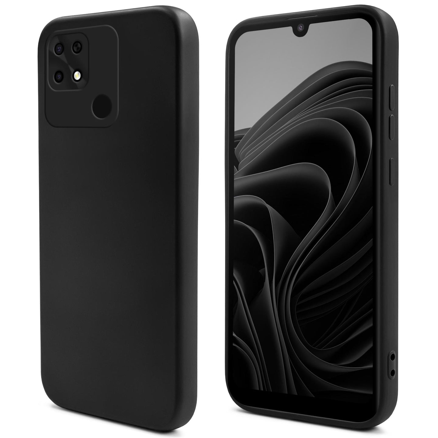 Moozy Lifestyle. Silicone Case for Xiaomi Redmi 10C, Black - Liquid Silicone Lightweight Cover with Matte Finish and Soft Microfiber Lining, Premium Silicone Case