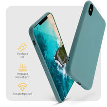 Afbeelding in Gallery-weergave laden, Moozy Minimalist Series Silicone Case for iPhone X and iPhone XS, Blue Grey - Matte Finish Slim Soft TPU Cover
