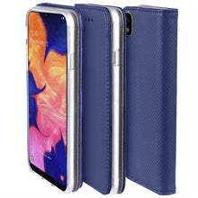 Cargar imagen en el visor de la galería, Moozy Case Flip Cover for Samsung A10, Dark Blue - Smart Magnetic Flip Case with Card Holder and Stand
