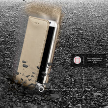 Charger l&#39;image dans la galerie, Moozy Case Flip Cover for Samsung S6, Gold - Smart Magnetic Flip Case with Card Holder and Stand
