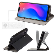Load image into Gallery viewer, Moozy Case Flip Cover for Xiaomi Mi A2 Lite, Xiaomi Redmi 6 Pro, Black - Smart Magnetic Flip Case with Card Holder and Stand
