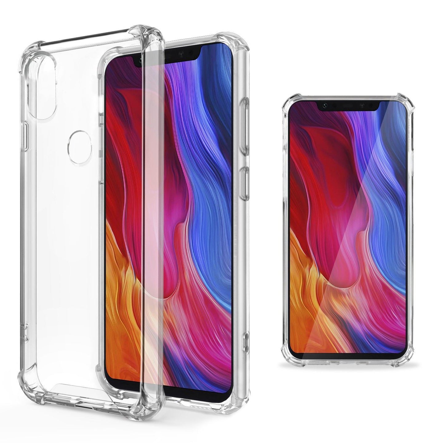 Moozy Shock Proof Silicone Case for Xiaomi Mi 8 - Transparent Crystal Clear Phone Case Soft TPU Cover