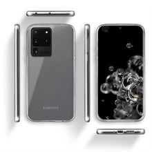 Charger l&#39;image dans la galerie, Moozy 360 Degree Case for Samsung S20 Ultra - Transparent Full body Slim Cover - Hard PC Back and Soft TPU Silicone Front
