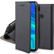 Lade das Bild in den Galerie-Viewer, Moozy Case Flip Cover for Huawei P Smart 2019, Honor 10 Lite, Black - Smart Magnetic Flip Case with Card Holder and Stand
