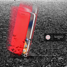 Cargar imagen en el visor de la galería, Moozy Case Flip Cover for Nokia 2.3, Red - Smart Magnetic Flip Case with Card Holder and Stand
