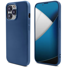 Load image into Gallery viewer, Moozy Lifestyle. Silicone Case for iPhone 14 Pro, Midnight Blue - Liquid Silicone Lightweight Cover with Matte Finish and Soft Microfiber Lining, Premium Silicone Case
