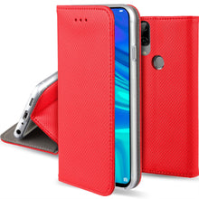 Ladda upp bild till gallerivisning, Moozy Case Flip Cover for Huawei P Smart 2019, Honor 10 Lite, Red - Smart Magnetic Flip Case with Card Holder and Stand
