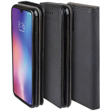 Load image into Gallery viewer, Moozy Case Flip Cover for Xiaomi Mi 9 SE, Black - Smart Magnetic Flip Case with Card Holder and Stand
