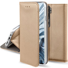 Carica l&#39;immagine nel visualizzatore di Gallery, Moozy Case Flip Cover for Xiaomi Mi Note 10, Xiaomi Mi Note 10 Pro, Gold - Smart Magnetic Flip Case with Card Holder and Stand
