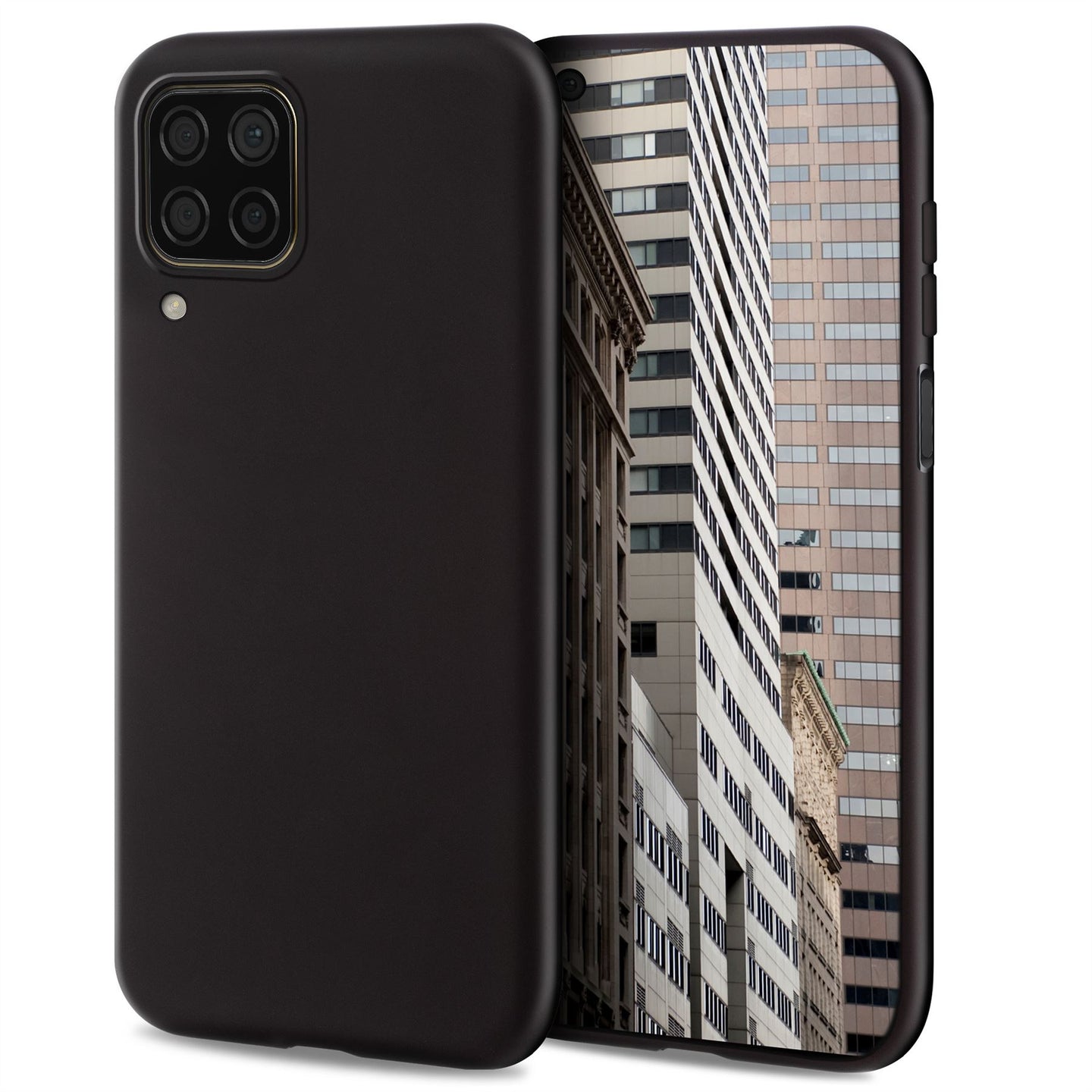 Moozy Lifestyle. Designed for Huawei P40 Lite Case, Black - Liquid Silicone Cover with Matte Finish and Soft Microfiber Lining