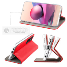 Załaduj obraz do przeglądarki galerii, Moozy Case Flip Cover for Xiaomi Redmi Note 10 and Redmi Note 10S, Red - Smart Magnetic Flip Case Flip Folio Wallet Case

