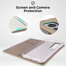Load image into Gallery viewer, Moozy Case Flip Cover for Xiaomi 12 Pro, Gold - Smart Magnetic Flip Case Flip Folio Wallet Case with Card Holder and Stand, Credit Card Slots, Kickstand Function
