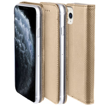 Cargar imagen en el visor de la galería, Moozy Case Flip Cover for iPhone 11 Pro, Gold - Smart Magnetic Flip Case with Card Holder and Stand
