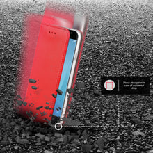Cargar imagen en el visor de la galería, Moozy Case Flip Cover for Samsung J3 2017, Red - Smart Magnetic Flip Case with Card Holder and Stand
