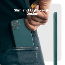 Cargar imagen en el visor de la galería, Moozy Minimalist Series Silicone Case for iPhone 13 Pro, Blue Grey - Matte Finish Lightweight Mobile Phone Case Slim Soft Protective
