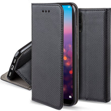 Lade das Bild in den Galerie-Viewer, Moozy Case Flip Cover for Huawei P20 Pro, Black - Smart Magnetic Flip Case with Card Holder and Stand
