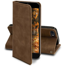 Lade das Bild in den Galerie-Viewer, Moozy Marble Brown Flip Case for iPhone SE 2020, iPhone 8, iPhone 7 - Flip Cover Magnetic Flip Folio Retro Wallet Case
