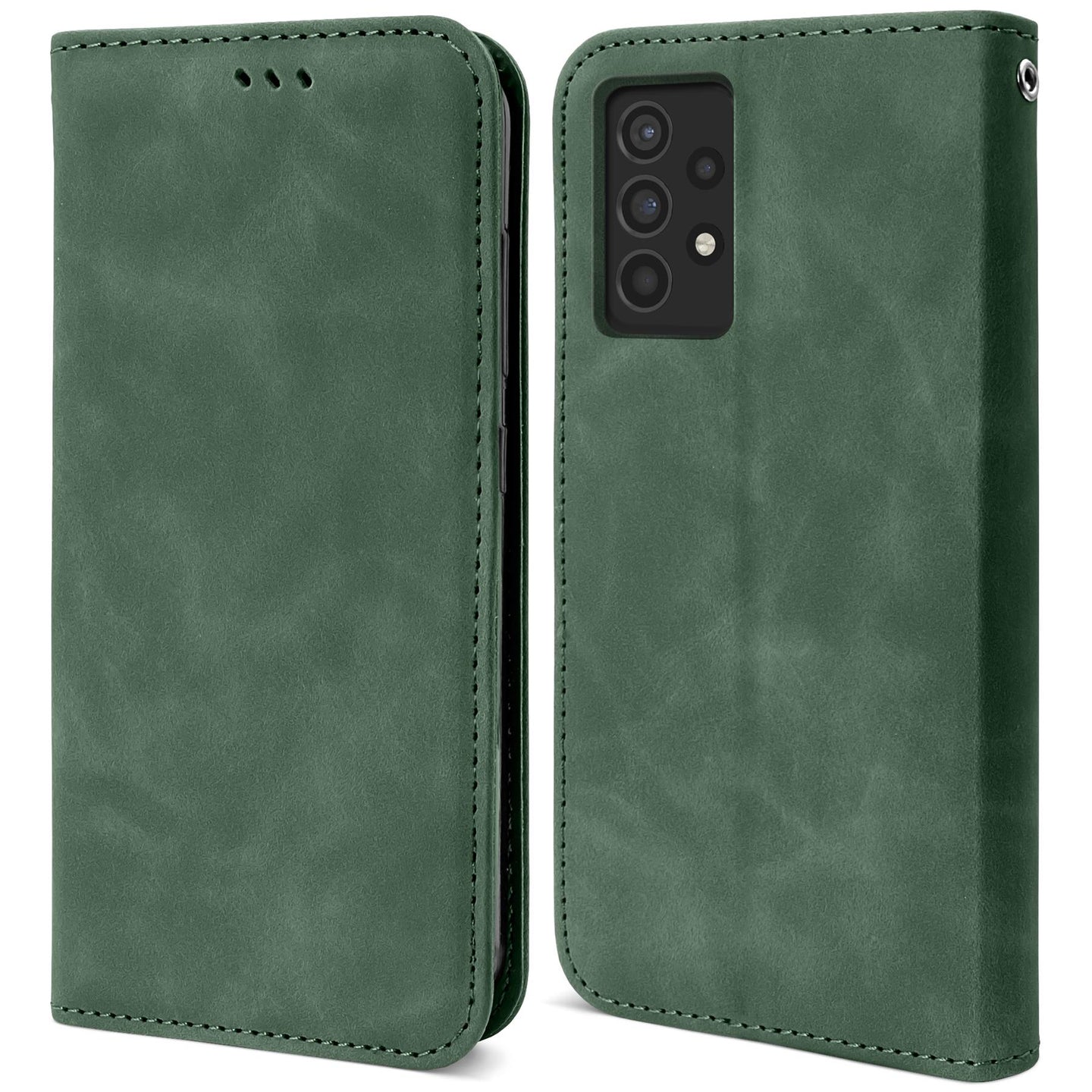 Moozy Marble Green Flip Case for Samsung A52s 5G and Samsung A52 - Flip Cover Magnetic Flip Folio Retro Wallet Case with Card Holder and Stand, Credit Card Slots, Kickstand Function