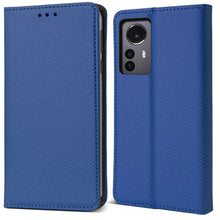 Load image into Gallery viewer, Moozy Case Flip Cover for Xiaomi 12 Pro, Dark Blue - Smart Magnetic Flip Case Flip Folio Wallet Case with Card Holder and Stand, Credit Card Slots, Kickstand Function
