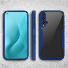 Charger l&#39;image dans la galerie, Moozy 360 Case for Huawei Nova 5T and Honor 20 - Blue Rim Transparent Case, Full Body Double-sided Protection, Cover with Built-in Screen Protector
