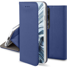 Lade das Bild in den Galerie-Viewer, Moozy Case Flip Cover for Xiaomi Mi 10 and Xiaomi Mi 10 Pro, Dark Blue - Smart Magnetic Flip Case with Card Holder and Stand
