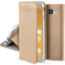 Ladda upp bild till gallerivisning, Moozy Case Flip Cover for Samsung A5 2017, Gold - Smart Magnetic Flip Case with Card Holder and Stand
