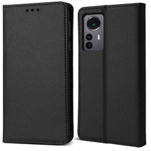 Load image into Gallery viewer, Moozy Case Flip Cover for Xiaomi 12 Pro, Black - Smart Magnetic Flip Case Flip Folio Wallet Case with Card Holder and Stand, Credit Card Slots, Kickstand Function
