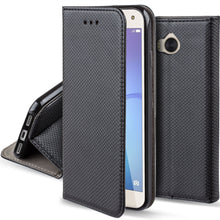 Cargar imagen en el visor de la galería, Moozy Case Flip Cover for Huawei Y6 2017, Black - Smart Magnetic Flip Case with Card Holder and Stand
