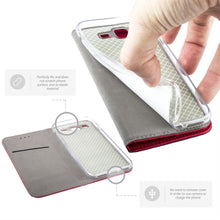 Cargar imagen en el visor de la galería, Moozy Case Flip Cover for Samsung J3 2016, Red - Smart Magnetic Flip Case with Card Holder and Stand
