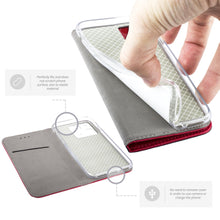 Carica l&#39;immagine nel visualizzatore di Gallery, Moozy Case Flip Cover for iPhone 13 Pro, Red - Smart Magnetic Flip Case Flip Folio Wallet Case with Card Holder and Stand, Credit Card Slots10,99
