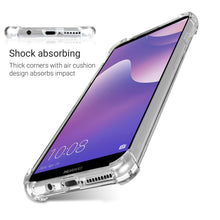 Afbeelding in Gallery-weergave laden, Moozy Shock Proof Silicone Case for Huawei Y7 2018 - Transparent Crystal Clear Phone Case Soft TPU Cover
