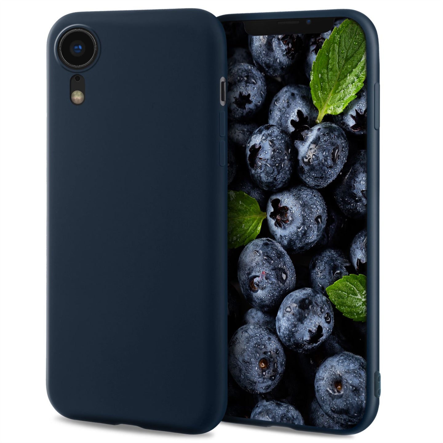 Moozy Lifestyle. Designed for iPhone XR Case, Midnight Blue - Liquid Silicone Cover with Matte Finish and Soft Microfiber Lining