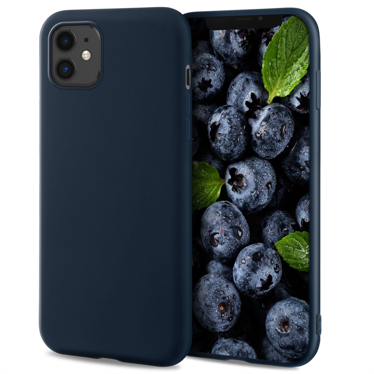 Moozy Lifestyle. Designed for iPhone 11 Case, Midnight Blue - Liquid Silicone Cover with Matte Finish and Soft Microfiber Lining