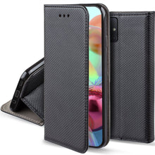 Load image into Gallery viewer, Moozy Case Flip Cover for Samsung A71, Black - Smart Magnetic Flip Case with Card Holder and Stand
