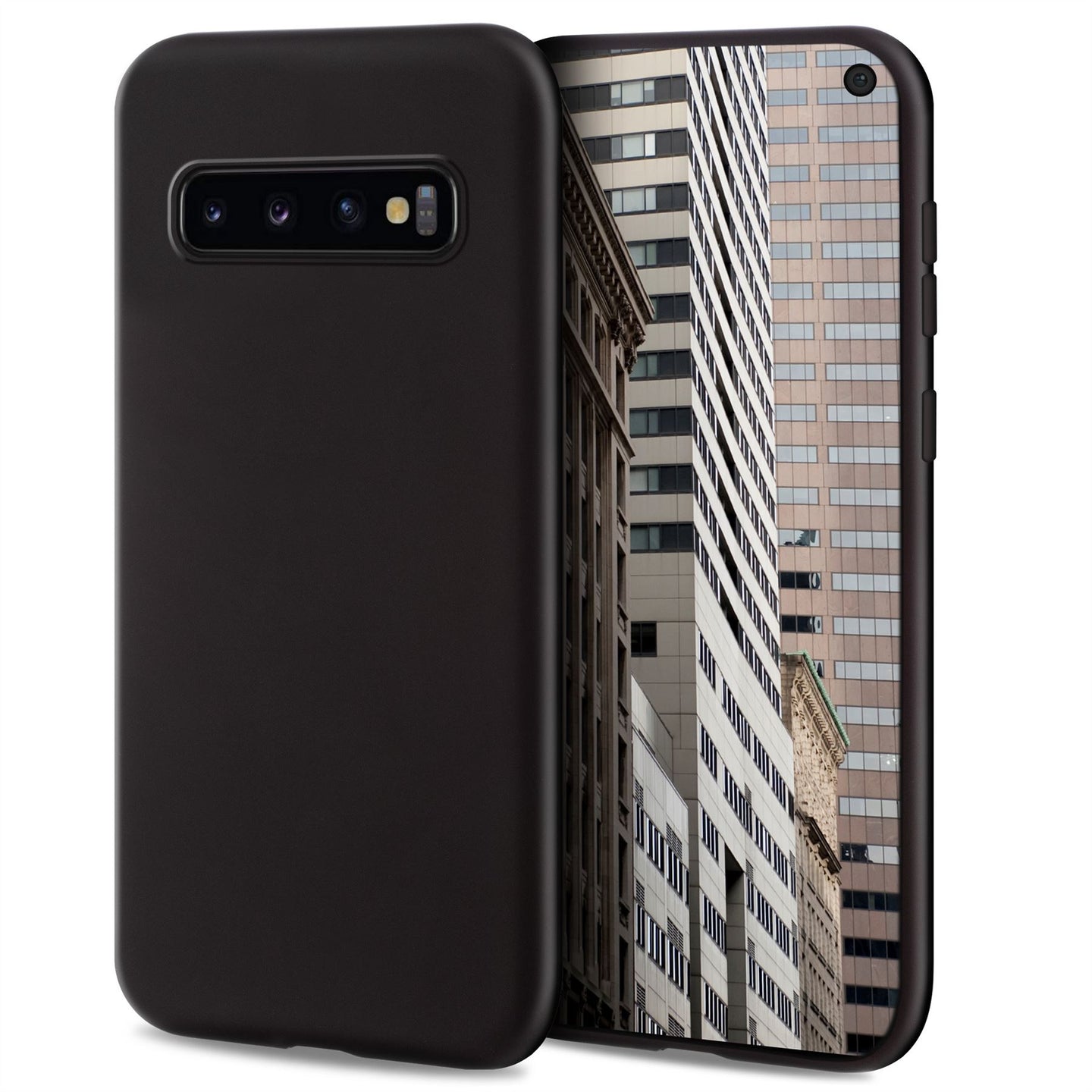 Moozy Lifestyle. Designed for Samsung S10 Case, Black - Liquid Silicone Cover with Matte Finish and Soft Microfiber Lining