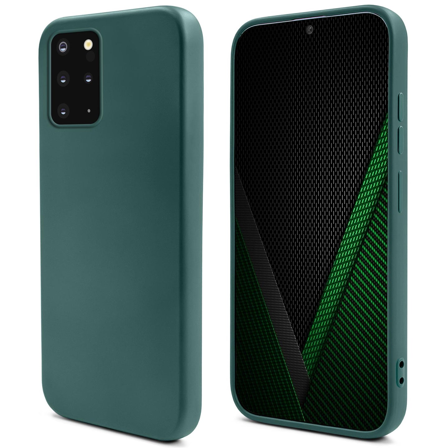 Moozy Lifestyle. Silicone Case for Samsung S20 Plus, Dark Green - Liquid Silicone Lightweight Cover with Matte Finish and Soft Microfiber Lining, Premium Silicone Case