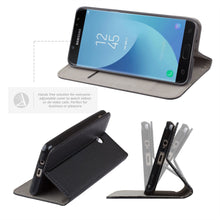 Ladda upp bild till gallerivisning, Moozy Case Flip Cover for Samsung J3 2017, Black - Smart Magnetic Flip Case with Card Holder and Stand
