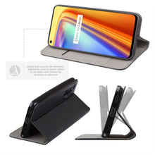 Lade das Bild in den Galerie-Viewer, Moozy Case Flip Cover for Realme 7 Pro, Black - Smart Magnetic Flip Case with Card Holder and Stand
